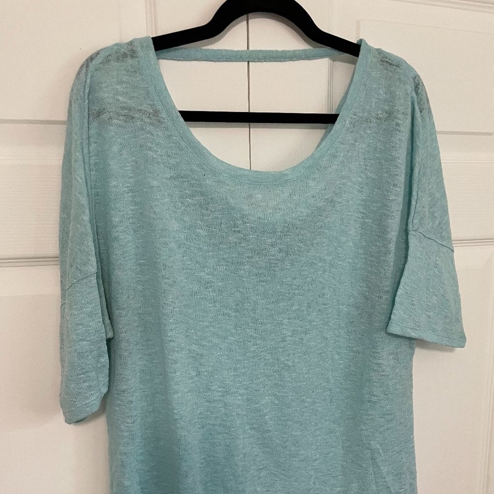 Open Back Blue Blouse